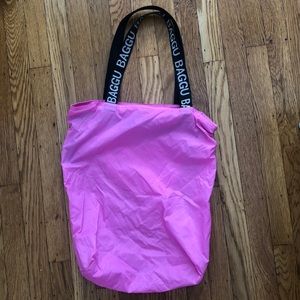 BAGGU Ripstop Tote Neon Pink
